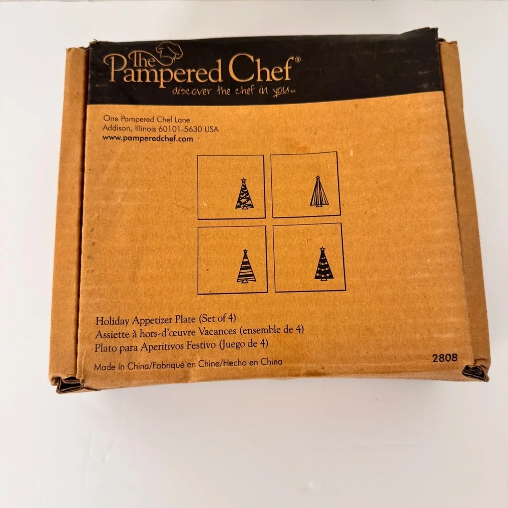 The Pampered Chef Holiday Appetizer Plate Set Of 4 Clear Christmas Tree Glass